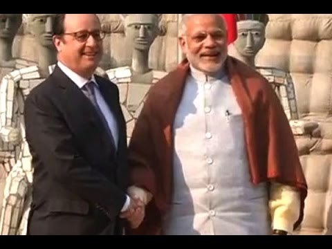 PM Modi meets French President Hollande at Rock Garden, Chandigarh