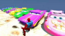 Spiderman & Rainbow Dash Having Fun with Fire Engine, Monster Cars and Disney McQueen Cars