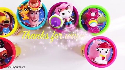 Descargar video: Disney Frozen Sheriff Callie Toy Story Play Doh Surprise Eggs Tubs Dippin Dots Learn Colors Episodes