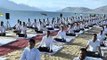 ITBP jawans do yoga at altitude of 14,000 ft, near Pangong lake, Ladakh