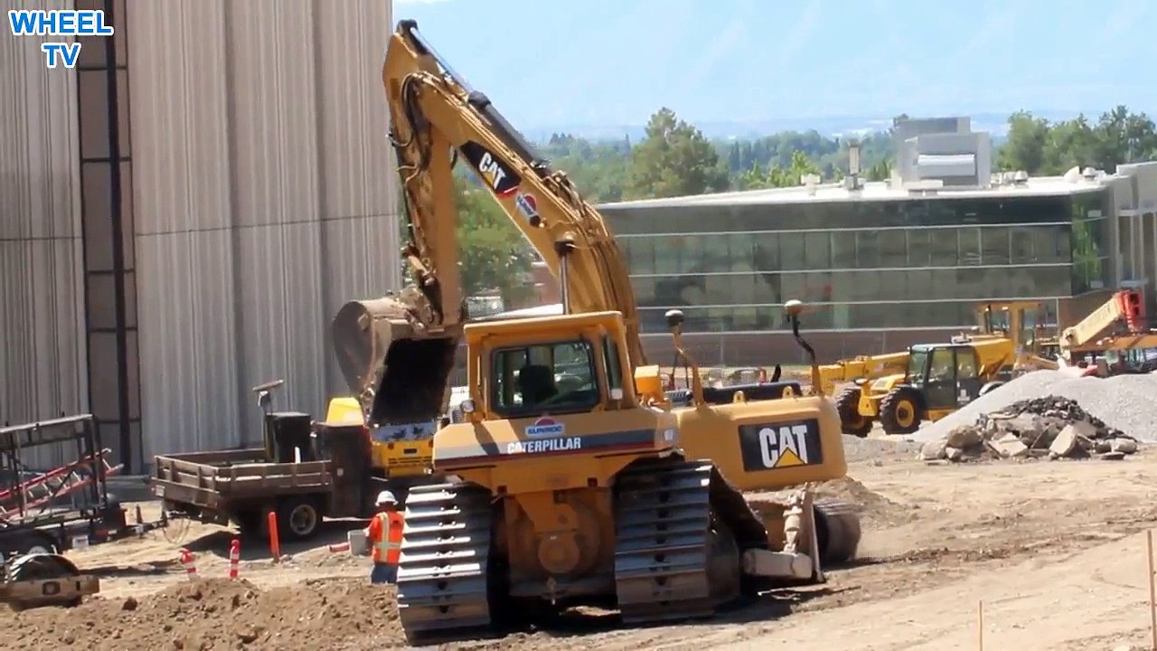 Construction vehicles on a work site