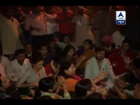 AAP party workers protest outside RK Puram police station against Modi government