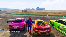 Color Cars Party with Spiderman Sport Car Cartoon Nursery Rhymes Songs