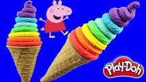 PLAY DOH ICE-CREAM! - Peppa PIG watch make icecream playdoh rainbow toys