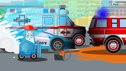 The Red Fire Truck and The Police Car - Cars & Trucks Cartoons - Vehicle & Chi Chi Car for children