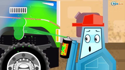The Blue Police Car | Service & Emergency Vehicles | Cars & Trucks Cartoon for children