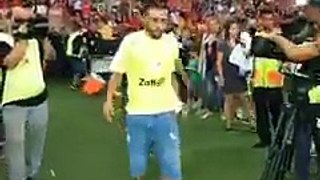 Chapecoense defender Alan Ruschel back on a football pitch for the first time since the plane crash.