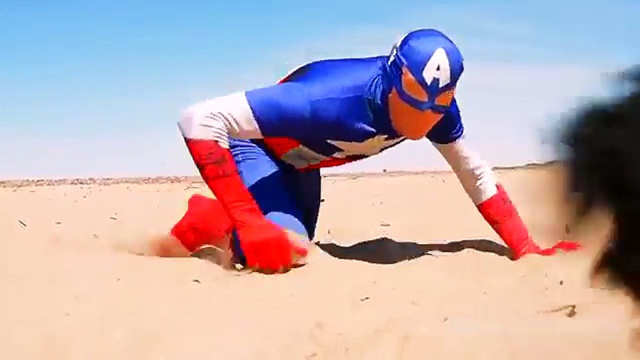 Superhero in Real Life Captain America Vs Mily On The Beach Super Hero Fights Vs In Real Life Irl