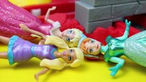 Spiderman Saves Frozen ELSA, Anna Magic Clip Dolls & Barbie Spidey Capture Track DisneyCarToys