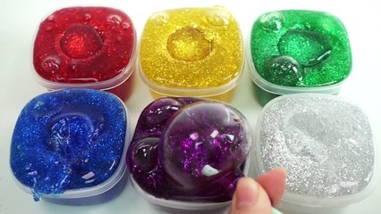 DIY How To Make Colors Glitter Gooey Slime Learn Colors Kinetic Sand Modeling with Bubble Gum
