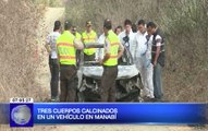 Tres cuerpos calcinados en un vehículo en Manabí