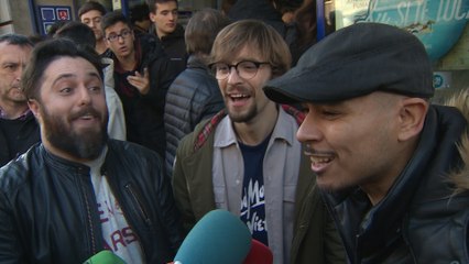 Euforia de los agraciados con el Gordo en Madrid