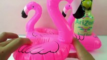 Flamingo Getränkehalter zum Aufblasen | Coole Schwimmtiere für Barbie und Elsa | Demo Tintibad
