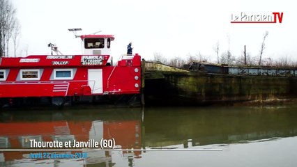 La péniche-poubelle la Toison d'or quitte les bords de l'Oise