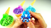 Colors Smarties pretend Ice Cream Cups Surprise Toys w/ Spiderman, Transformers, Paw Patrol   Songs