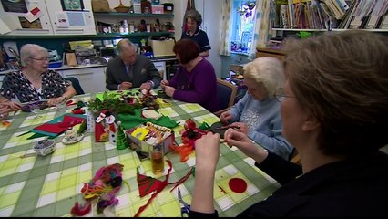 Charles stabs finger making Christmas decorations