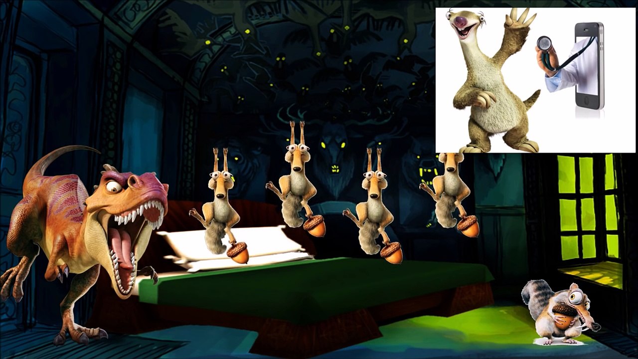 5 Little Ice Age Scrat Jumping on the Bed - Five Little Monkeys Nursery Rhymes Kids Songs and Fun