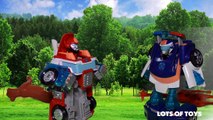 Forest Fire and Rescue Transformers Rescue Bots Chase the Police Bot and Heatwave Toy Review