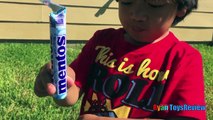 DIET COKE AND MENTOS EXPERIMENT CHALLENGE Easy science experiment for kids Toys Cars Ryan ToysReview