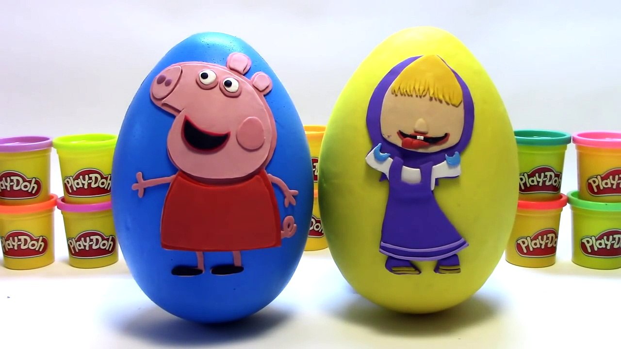 Giant Masha & Peppa Pig Surprise Egg Huevo Sorpresa Gigante Play Doh-KxRsVfyqKnU