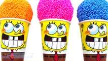 SpongeBob Foam Clay Surprise Eggs Ice Cream Cups Disney Frozen Minions Mickey Mouse RainbowLearning