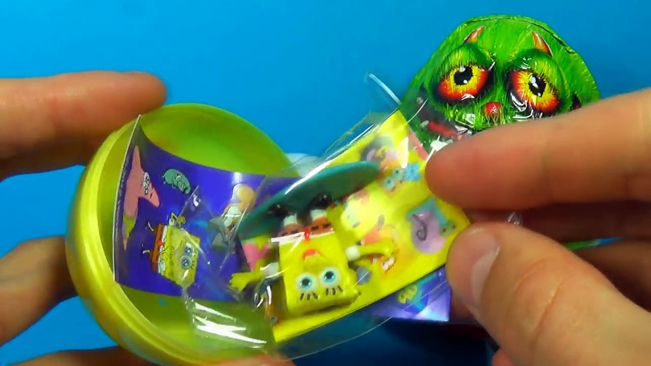 3 surprise eggs! Giant Kinder Surprise egg SpongeBob Squarepants HELLO KITTY For Kids MymillionTV