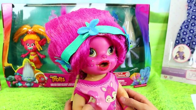 TROLLS MOVIE Makeup Makeover on Baby Alive Doll Dress Up Tutorial + Poppy Branch & DJ Suki Dolls Toy