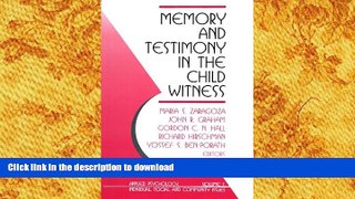 PDF [DOWNLOAD] Memory and Testimony in the Child Witness (Applied Psychology (Paperback)) TRIAL