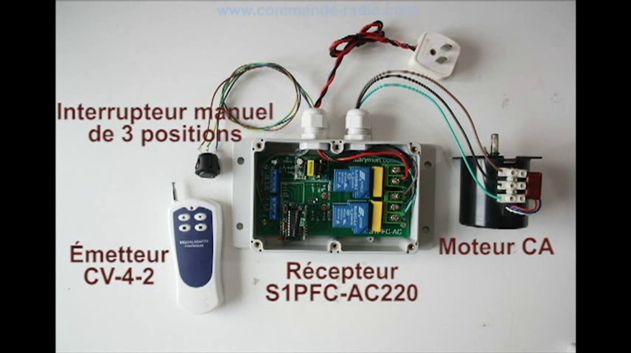 Émetteur Récepteur commande sans fil le moteur CA tourne dans le sens direct ou inverse par Télécommande sans fil