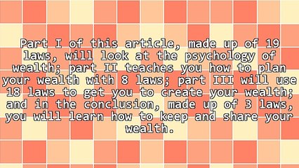 19 Laws of the Psychology of How to Become and Remain Rich