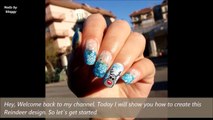 Hand Painted REINDEER ~~ Blue glitter gradient with STAMPING ~~ Christmas_Winter nail art tutorial-Pip2SUBzGSc