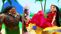 MOANA Meets Princess Elena of Avalor New Disney Princess Parody With Maui & Ocean Swim DisneyCarToys