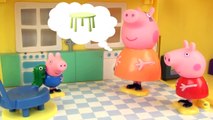 Peppa Pig and George are looking for a dining table in the kitchen