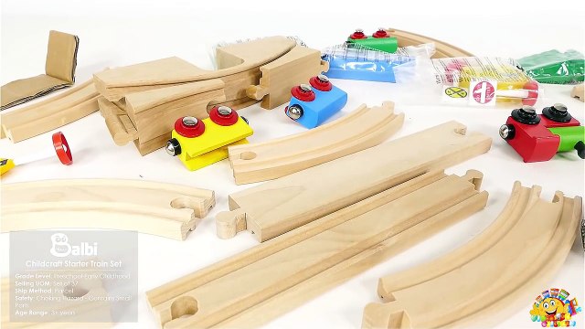 TRAINS FOR CHILDREN VIDEO: Balbi Child craft Starter Train Set Wooden Railway 37 items Review Toys