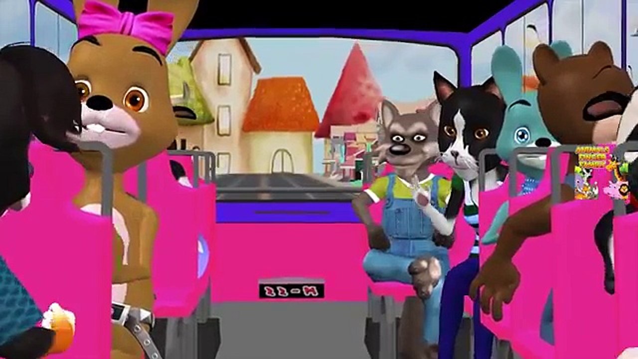 Baby Boy Wheels On The Bus | Animals Wheels On The Bus Nursery Rhymes | Baby Boy Animals Rhymes