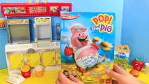 Pop! The Pig Game & McDonalds Surprise Toys Burger Eating Pig   Surprise Eggs & Toys