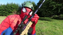 Spiderman in real Life Military Shootgun Guns | Superhero fights Epic