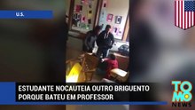 Estudante nocauteia outro briguento porque bateu em professor.