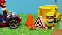 Paw Patrol Robo Dog Saves Chase and Everest with Marshall from Rubble Road Construction Parody