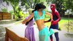 Is Spiderman Kissing Rapunzel?! w/ Frozen Elsa, Maleficent, Pink Spidergirl & Joker