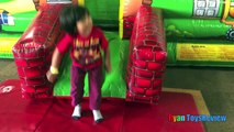 HUGE Indoor playground GIANT INFLATABLE SLIDES and Bounce House for kids play center Ryan ToysReview