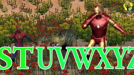 Phonics ABC Songs Spider man Iron man Dinosaurs Action Movie For Kids | Animals Names & Sounds Rhyme