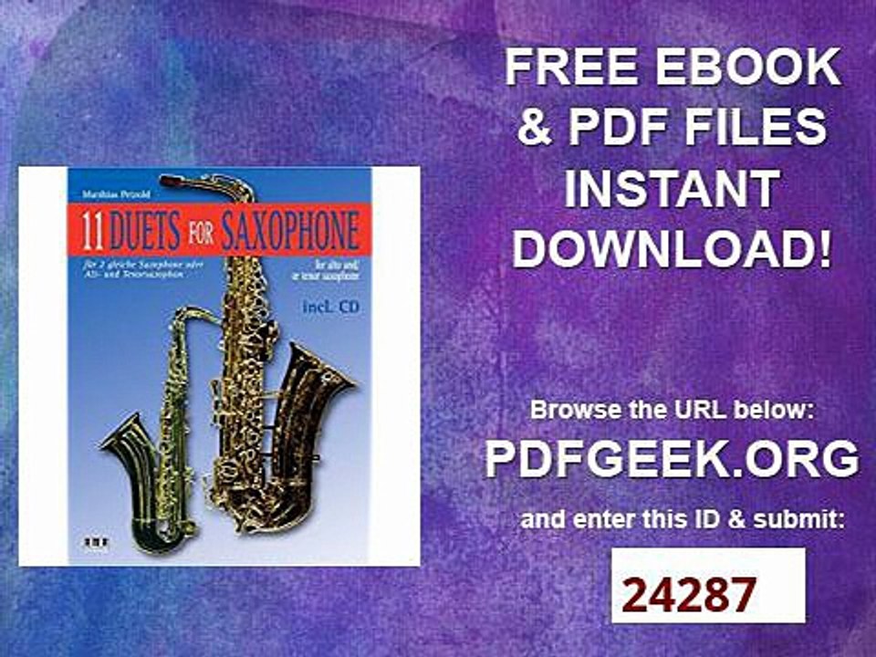11 Duets For Saxophone- für 2 gleiche Saxophone oder Alt- und Tenorsaxophon