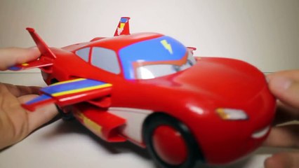 Cars movie Lightning McQueen as HAWK transforms to plane