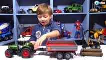 BRUDER VS DICKIE TOYS Construction Vehicles for Children TRACTOR TRAILER TRUCKS Cars Toys Review