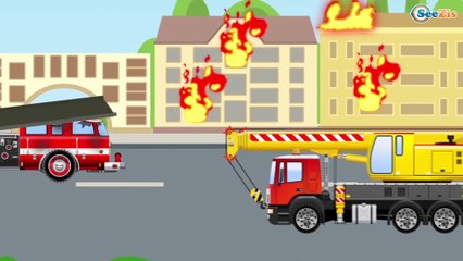 The Yellow Crane and The Excavator - Cars & Trucks Cartoons for Children