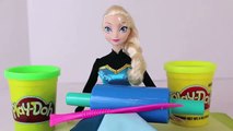Play Doh Frozen Elsa Barbie Doll Elsa Color Change Barbie Makeover Play Doh Dress