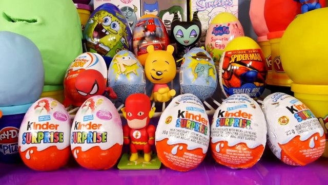 30 Play Doh Kinder Surprise Eggs Spongebob Squarepants Peppa Pig Simpsons Disney Princess Playdough