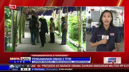 Suasana Pengamanan di Gereja Katedral Menjelang Ibadah Misa