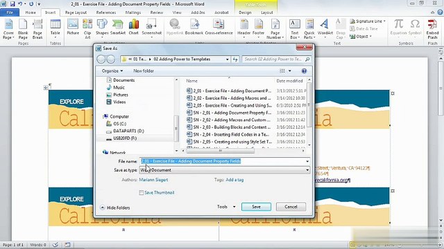 word adding document property fields 2